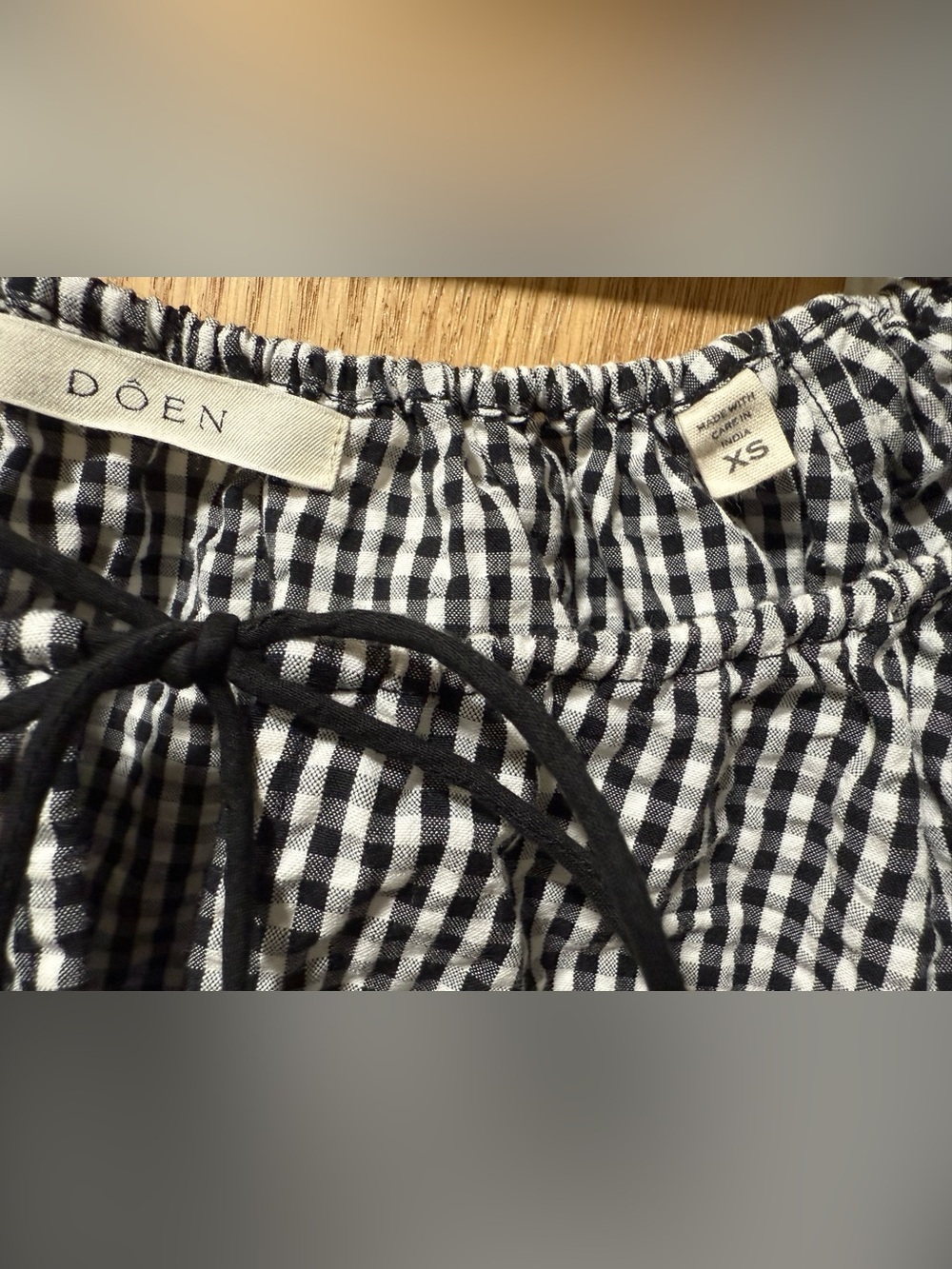Doen Hilary top in black la Maddalena Gingham XS - Picture 3 of 4